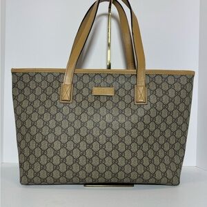 AUTHENTIC Gucci Tan and Brown Signature Tote